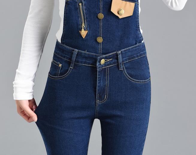 an-fs Spring and Autumn new Korean-style denim overalls, women's slimming elastic strap detachable long pants Specification image