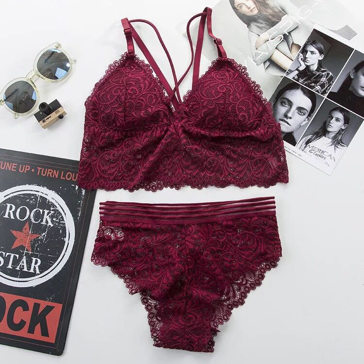 Set Halter Tank Top Women's Bra Wrap Top Bra Sexy Lace Sexy Base Bra With Triangle Coaster Back Application Scenario
