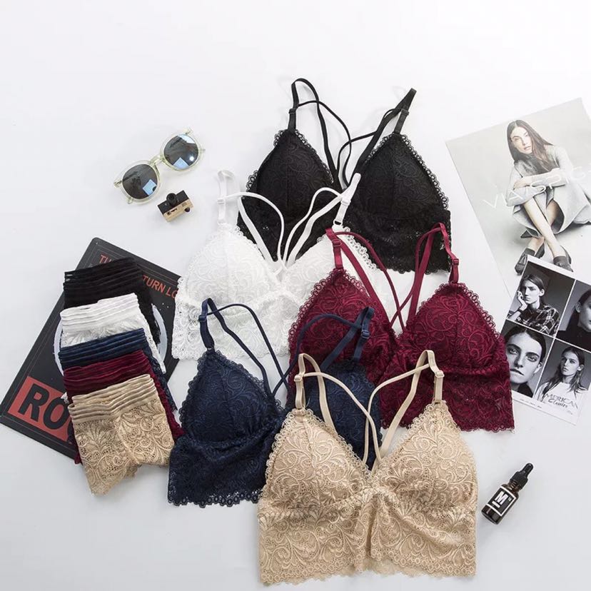 Set Halter Tank Top Women's Bra Wrap Top Bra Sexy Lace Sexy Base Bra With Triangle Coaster Back