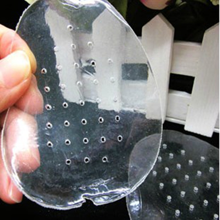 TPR perforated breathable forefoot pad, round transparent invisible half pad, anti-friction and anti-pain foot protection half pad with gold leaves details Picture