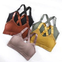 No underwire bra sexy halter cross vest wrap chest sports anti-exposing underwear woman