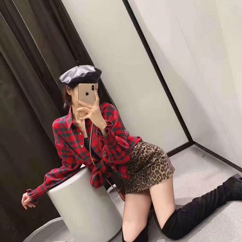 韩版时尚休闲宽松版格子衬衫