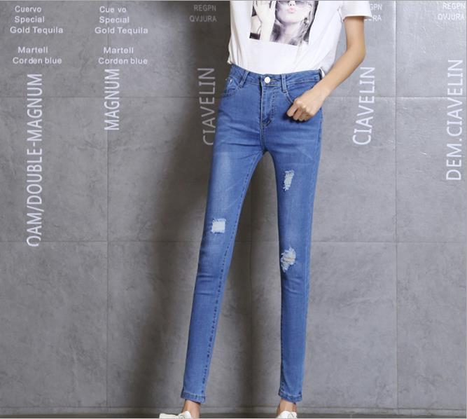 an-kh women's spring high-waisted stretch light-colored washed skinny jeans for women Application Scenario