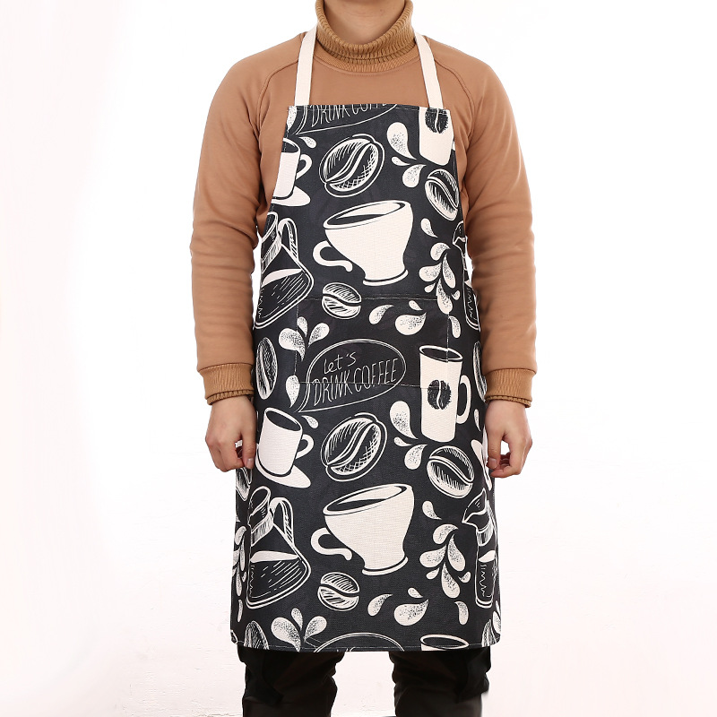 【LOVELY HOME】【 Chi Jia 】 Positioning printed apron, enlarged and thickened kitchen heat-resistant apron, European-style restaurant apron, personalized custom apron Specification image