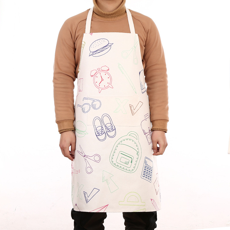 【LOVELY HOME】【 Chi Jia 】 Positioning printed apron, enlarged and thickened kitchen heat-resistant apron, European-style restaurant apron, personalized custom apron details Picture