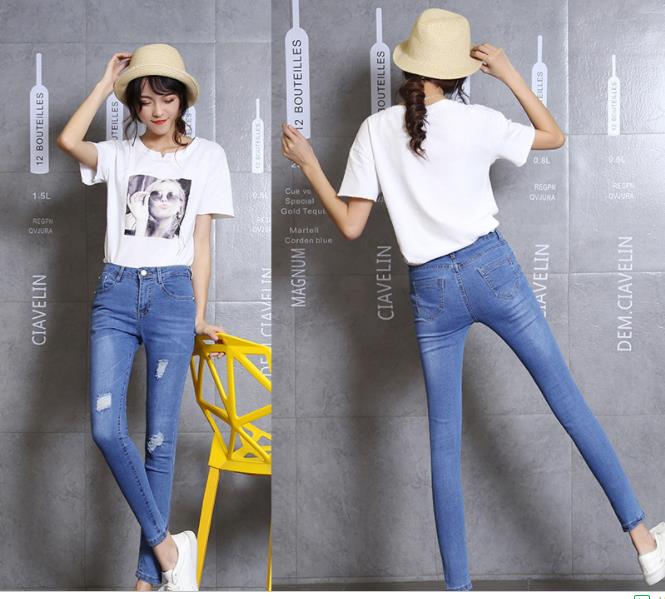 an-kh women's spring high-waisted stretch light-colored washed skinny jeans for women