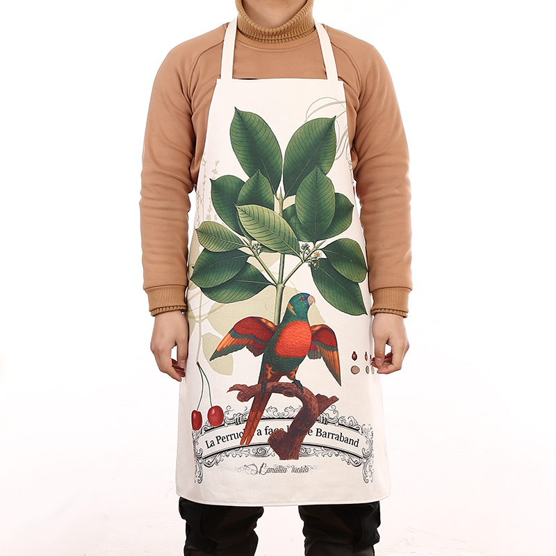 [LOVELY HOME] [holdja] posicionamiento delantal doméstico estampado delantal digital estampado delantal de lino engrosado delantal antifouling para cocinero Application Scenario
