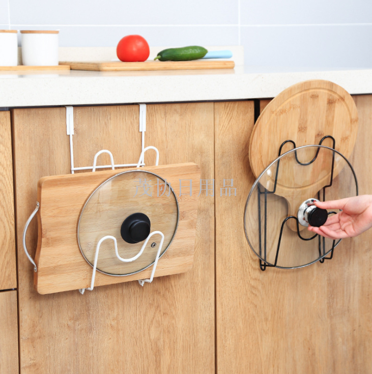 Door back pot lid rack Cutting board drain rack nail-free wrought iron hanger