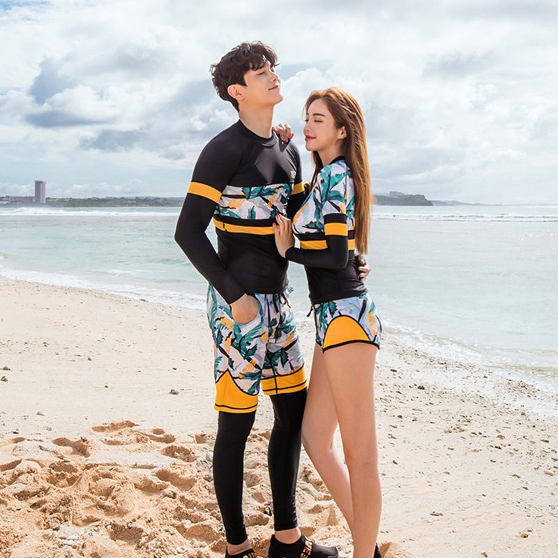 2019 new couples split wetsuit women's full body sun protection warm swimsuit one-piece surf float diving mother suit details Picture