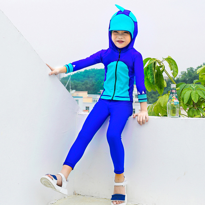 2019 Children's Swimsuit Girls long sleeve warm quick dry sun protection one-piece swimsuit SUN yat-sen boys and girls wetsuit full figure