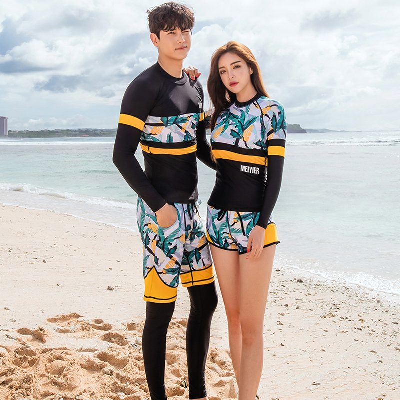 2019 new couples split wetsuit women's full body sun protection warm swimsuit one-piece surf float diving mother suit full figure