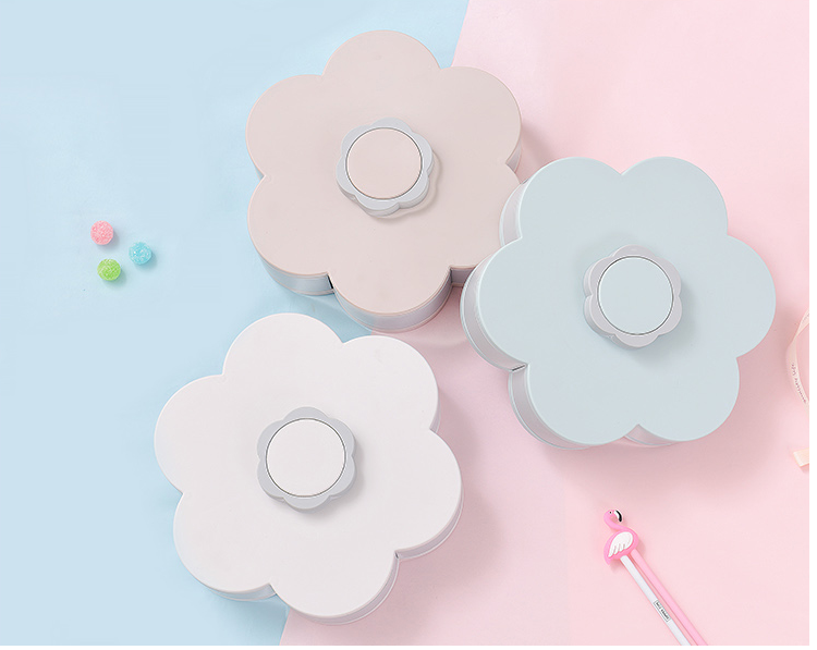 果盘 六花瓣旋转干果盒糖果盘家用现代分格坚果盒盘