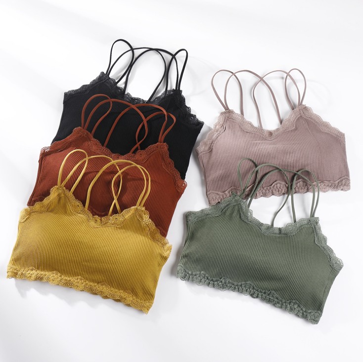 Lace suspenders Cross top top with top pad Adam's hand cotton pad