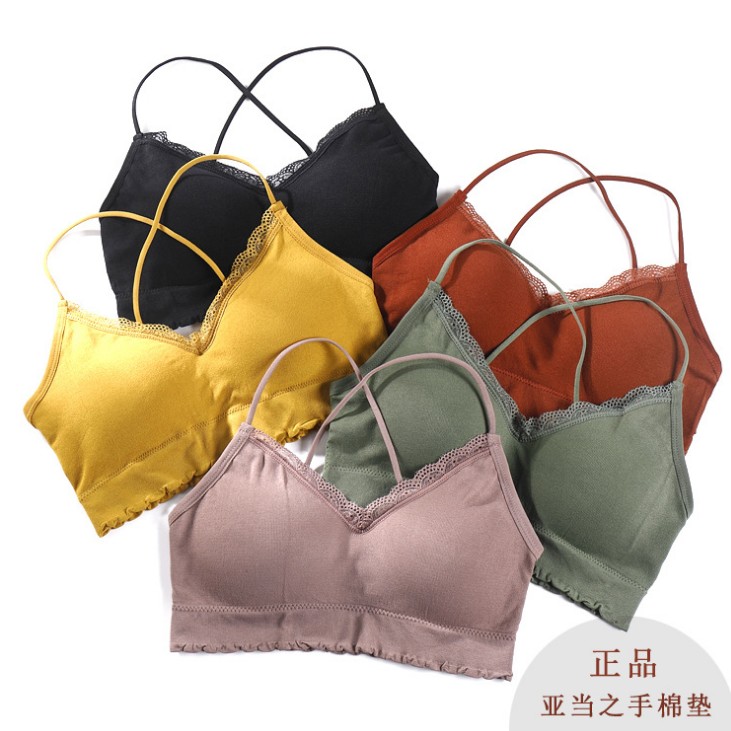 Slim-fit, threaded cross back top top bra and Adam's hand