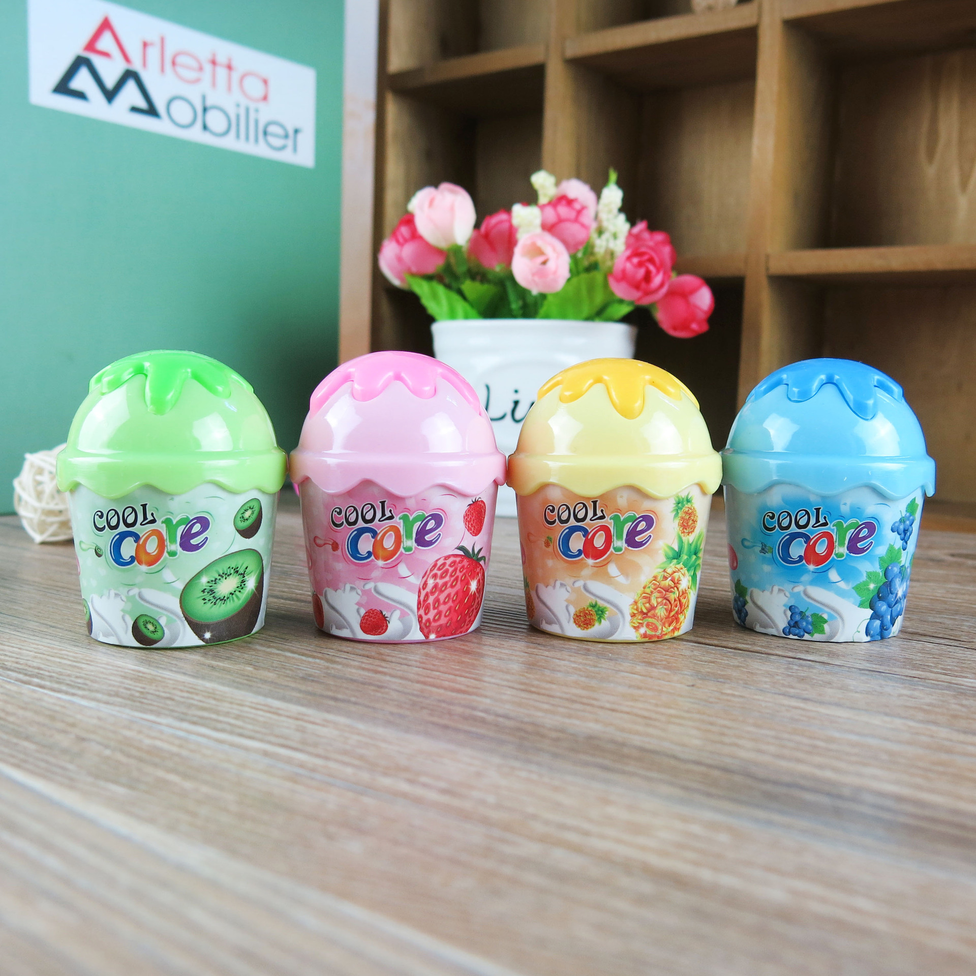 Fulejia 8067 colored ice cream Pencil sharpener and double-hole pen clipper factory direct sales, wholesale of student supplies