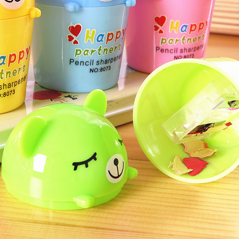 Fulejia Korean creative cute cartoon bear double-hole pencil sharpener student stationery products are self-produced and self-sold details Picture