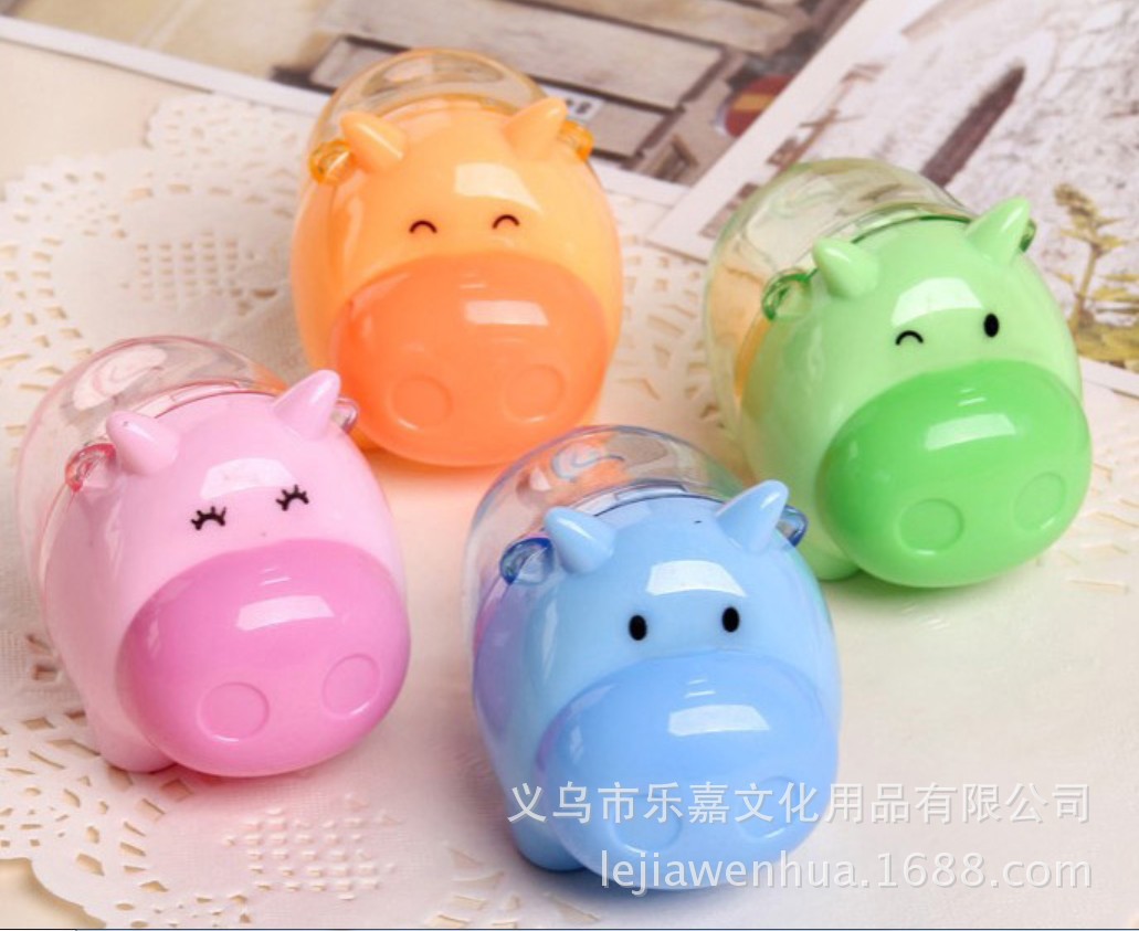 Fulejia Creative Little Bull Double-hole Pencil sharpener, pencil sharpener, cartoon student stationery factory direct sales and wholesale