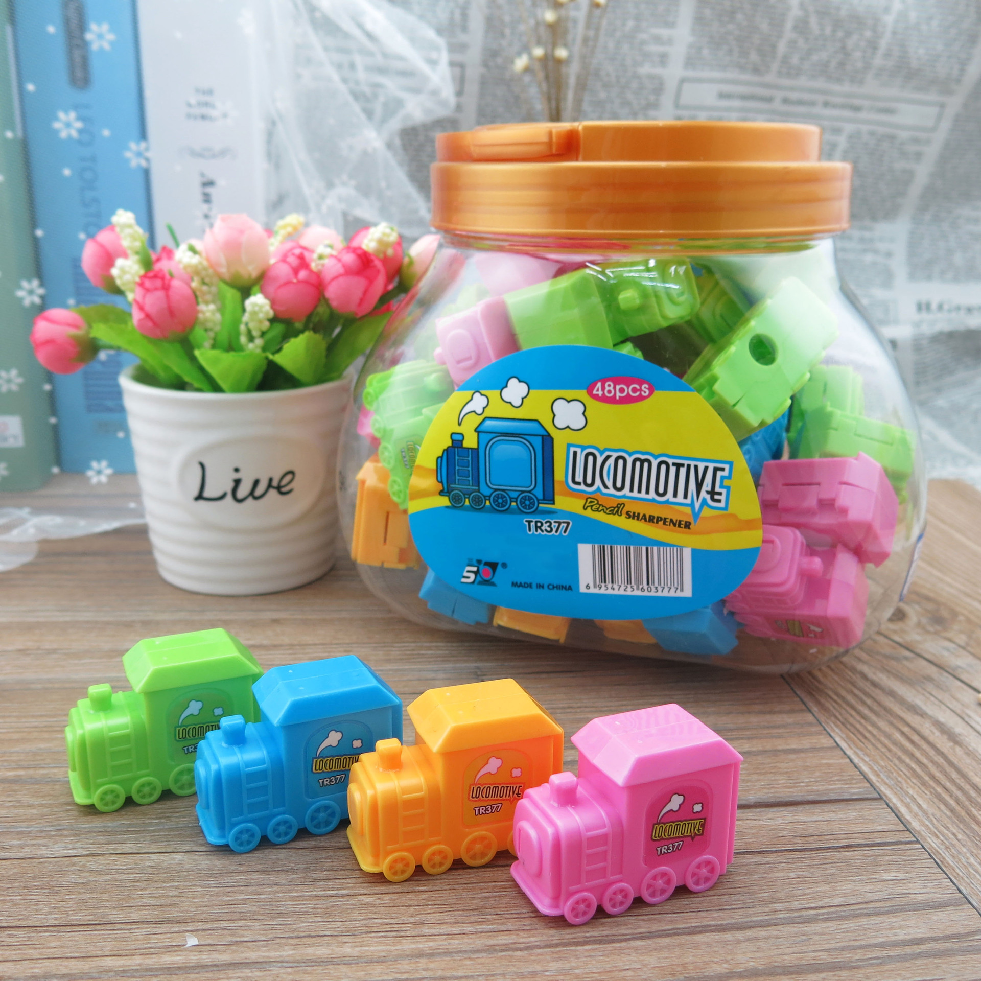 Fulega studentstudentsupplies versión coreana creativo pequeño tren sacapuntas/afilador lápiz de plástico
