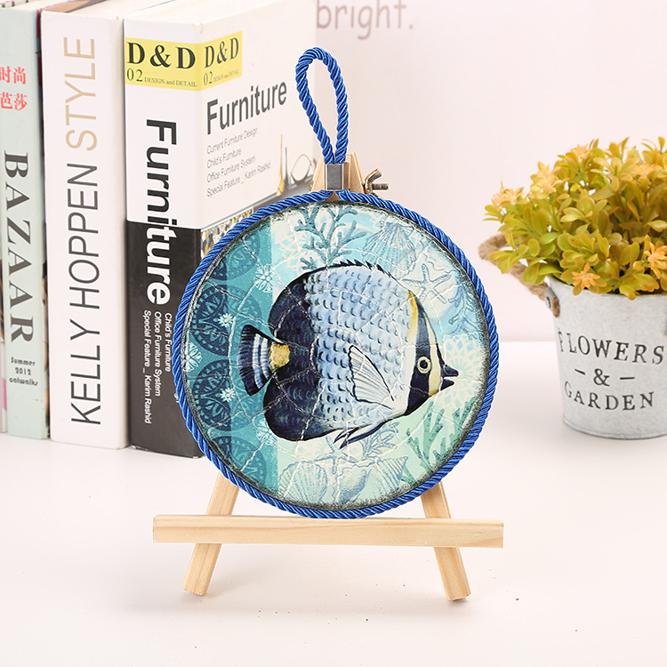 【LOVELY HOME】【 Chi Jia 】 Ceramic Pot mat Ocean Ceramic Pot Mat Heat Transfer Hanging Plate Kitchen Round Table Mat Home Decoration Specification image