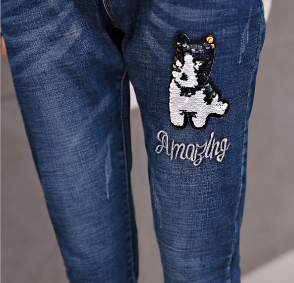 an-sj's new slimming stretch tight-waisted denim skinny pants for women details Picture