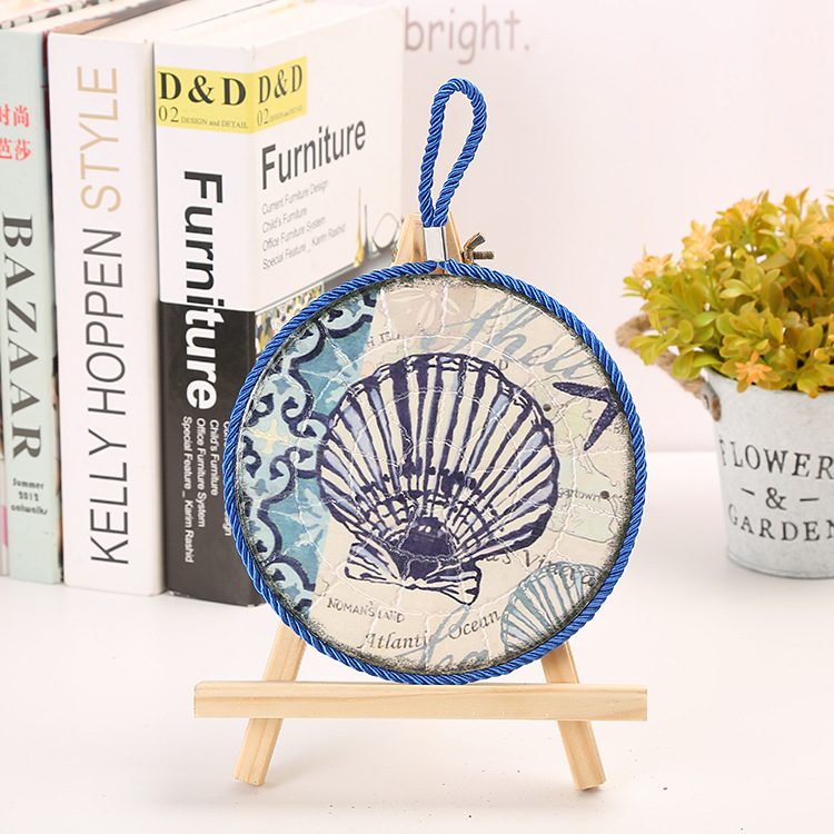 【LOVELY HOME】【 Chi Jia 】 Ceramic Pot mat Ocean Ceramic Pot Mat Heat Transfer Hanging Plate Kitchen Round Table Mat Home Decoration details Picture