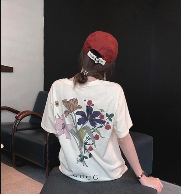 Spring and summer retro Instagram trendy brand letter-printed loose short-sleeved T-shirt for thin women Specification image