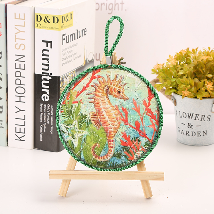 【LOVELY HOME】【 Chi Jia 】 Ceramic Pot mat Ocean Ceramic Pot Mat Heat Transfer Hanging Plate Kitchen Round Table Mat Home Decoration Application Scenario