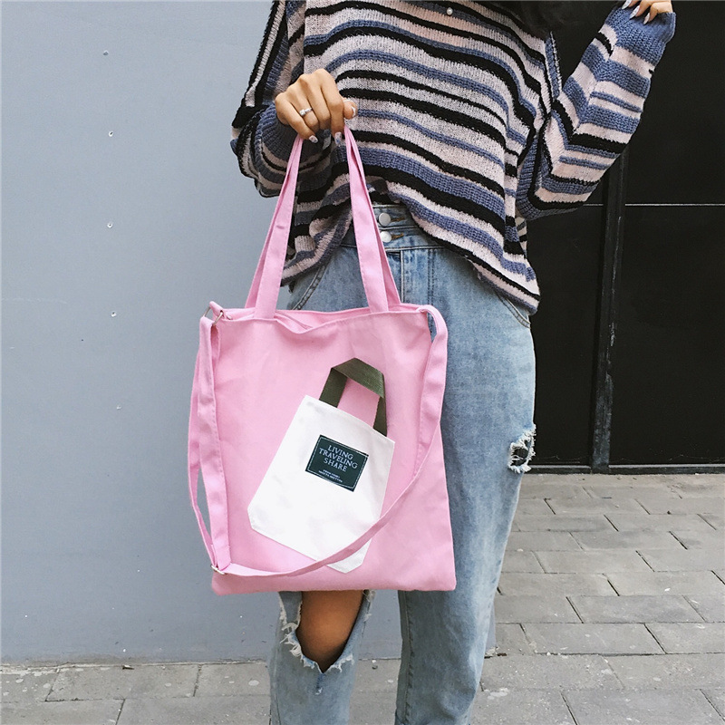 The new Korean version of the letters of leisure canvas diagonal cross bag small fresh students simple versatile hand bag for women thumbnail