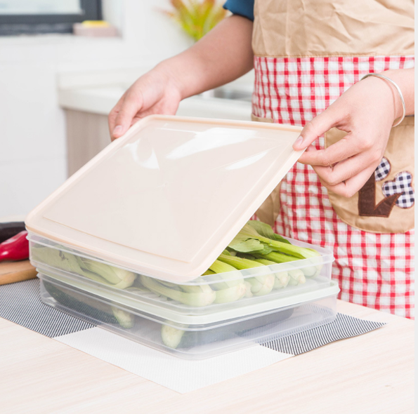 冰箱保鲜盒杂粮储物盒饺子盒 家用可叠加塑料食物水果收纳盒细节图