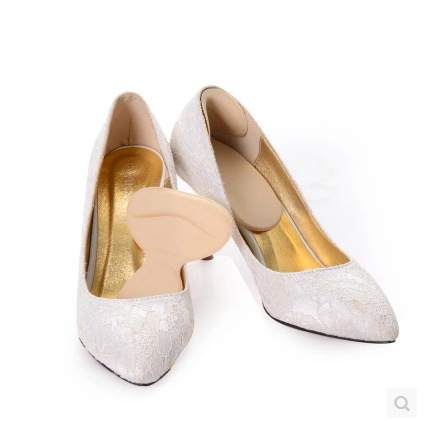 Lycra fabric two-in-one heel sticker silicone half-size pad T-shaped thickened anti-slip high heel sticker details Picture