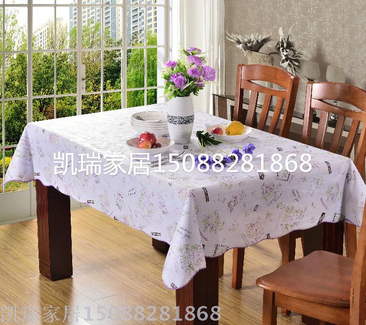 PVC波浪印花台布贴棉桌布方形桌布长方形桌布防水防油桌布产品图