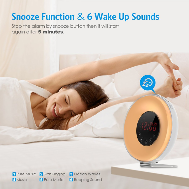 New wake up light clock FM radio wake up light alarm clock Sunrise alarm clock sales