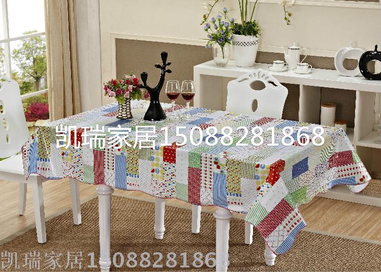 PVC波浪印花台布贴棉桌布方形桌布长方形桌布防水防油桌布细节图