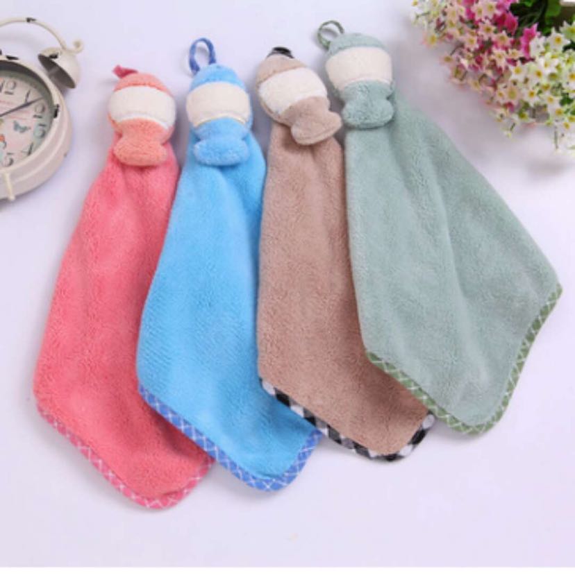 Animal head hand towels, kitchen hanging towels, owl, penguin, small fish, flower, absorbent square towels Specification image