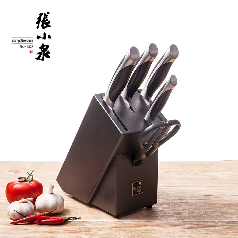 杭州张小泉启航刀具六件套5铬钼钒钢切片刀不锈钢厨房剪套装包邮