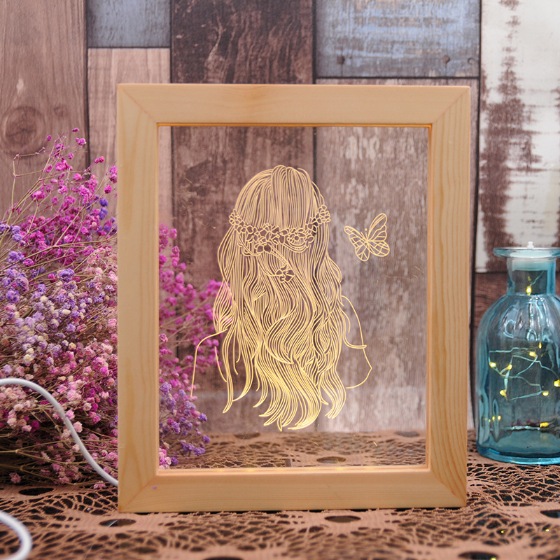 Led pine Picture Frame Light New fancy USB small night light gift for a generation