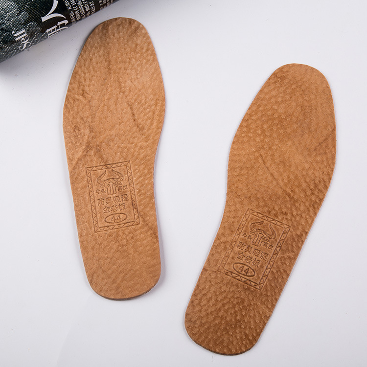 Wholesale cowhide insoles, anti-odor insoles, casual, breathable, absorbent, anti-slip, durable, and can be trimmed. Men's and women's military training leather insoles details Picture