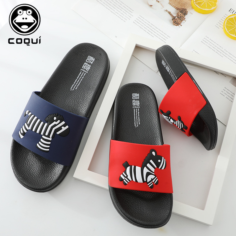Cool Fun 2019 New Style parent-child Cool Slippers Summer Female cartoon Zebra Family of three Adult Cool slippers wholesale details Picture