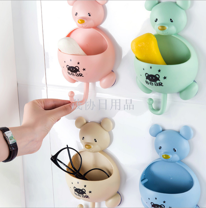 Bear wall hanging soap rack sucker soap box Toilet soap storage box