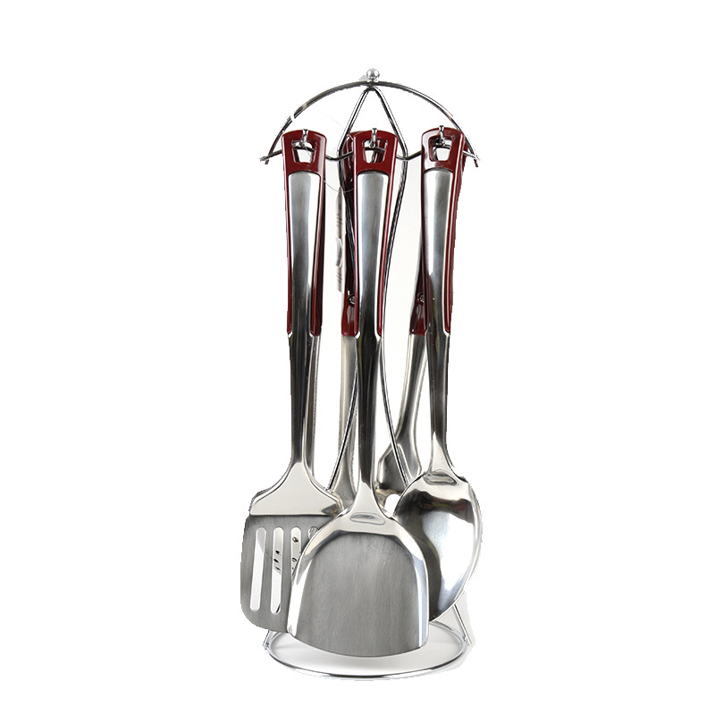Cooking hollow spoon spatula all-stainless steel kitchenware set, gift kitchenware seven-piece set, kitchenware details Picture