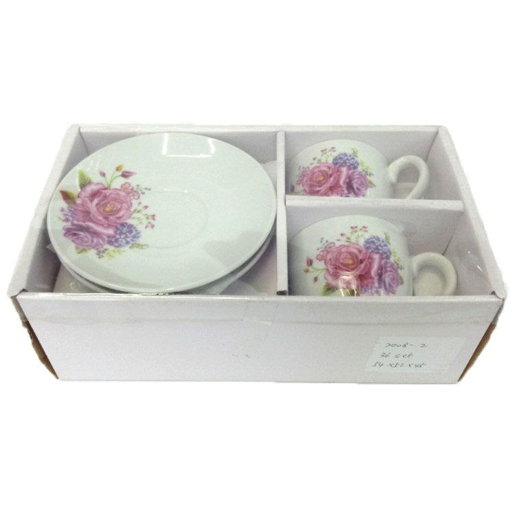 Junko ceramic coffee cup and saucer set with flowers 2 cups and 2 saucers, new creative gifts exported to Europe and South America coffee set thumbnail