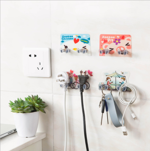 Adhesive socket hook hanging power plug adhesive bracket Plastic wall strong nail free adhesive hook