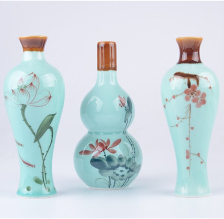 景德镇陶瓷小花瓶瓷器荷塘月色梅花插花陶瓷工艺品家居摆件田园礼品产品图