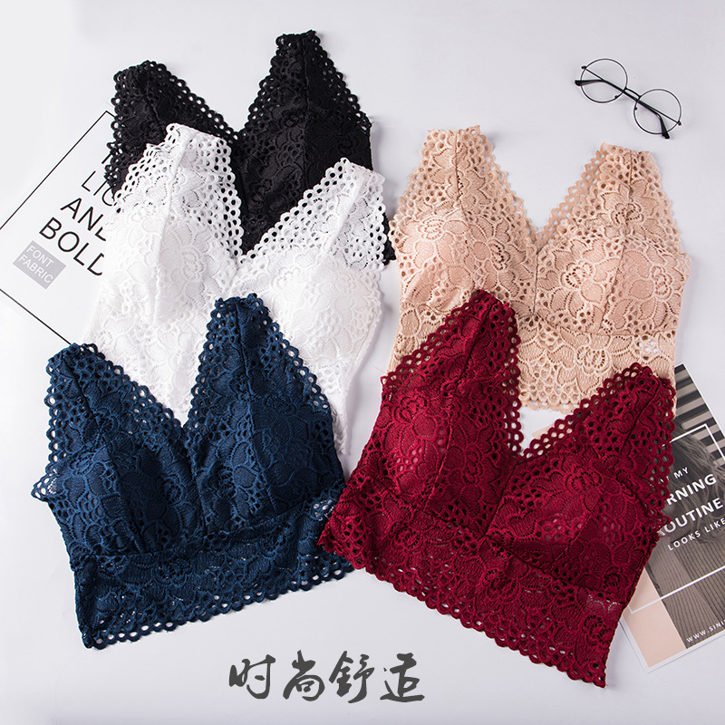 New Sunflower V-neck lace bra with breast wrap fashion sexy sports bra small tank top with breast lace bra without trace bra