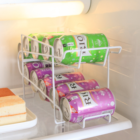 家用桌面冰箱易拉罐啤酒可乐双层收纳储物置物架细节图