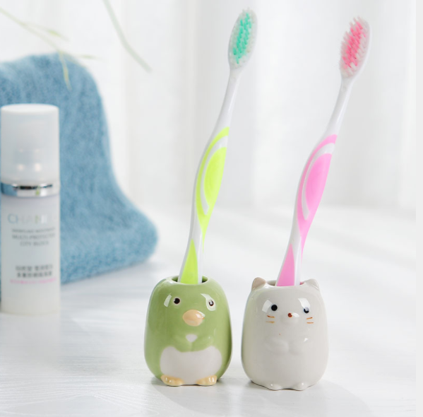 多功能陶瓷卡通牙刷架 牙刷座 化妆棉签筒 牙签桶