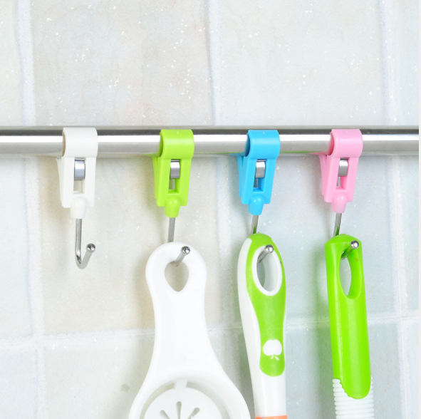 Japanese-style multi-purpose convenient small clip hooks, 4 for holding steel pipe clips, windproof clips, and drying