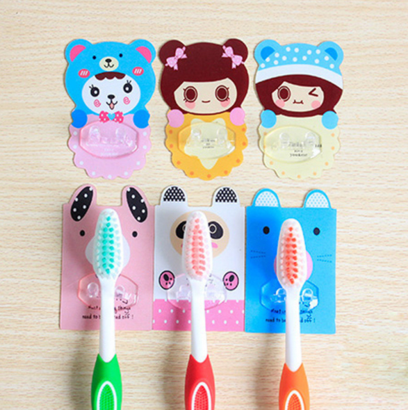 卡通粘贴无痕儿童牙刷架牙具座 创意情侣牙刷收纳架贴壁式产品图