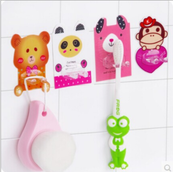 卡通粘贴无痕儿童牙刷架牙具座 创意情侣牙刷收纳架贴壁式细节图