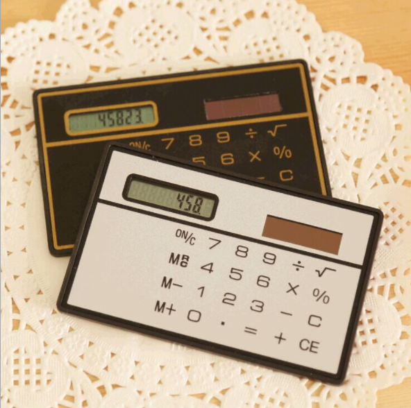 Card-type thin calculator, portable solar calculator, learning and office supplies